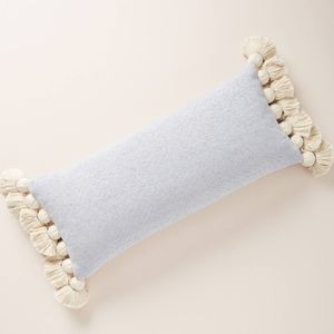 Anthropologie Tassled Chenille Nadia Pillow - Wedgewood blue/ivory